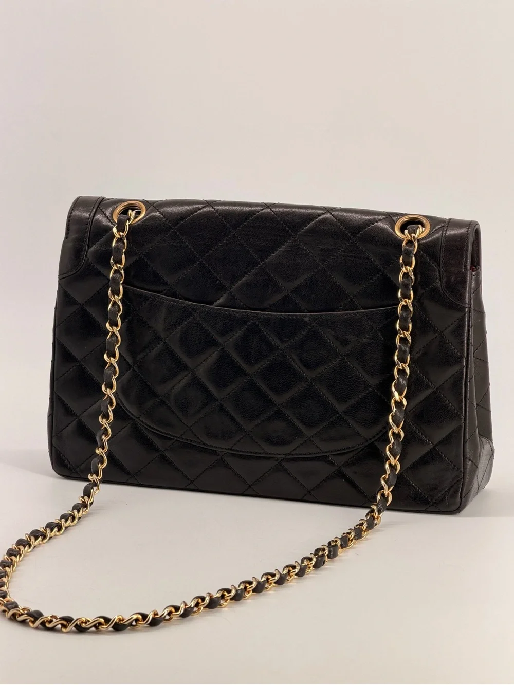 CHANEL Black Quilted Lambskin Paris Double Flap Bag